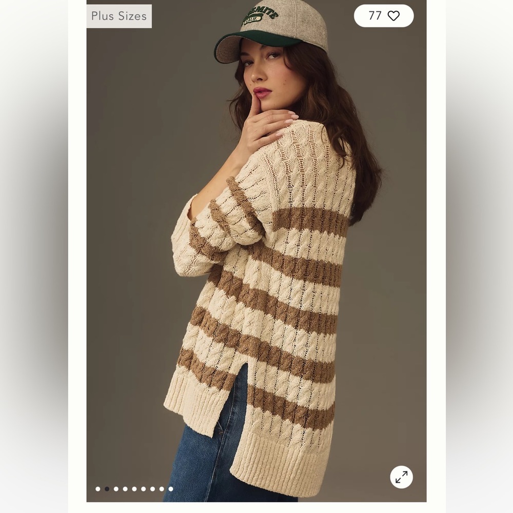 NWT 🤍Anthropologie PILCRO longline stitch sweater OVERSIZED 🤎  SALE ⭐️